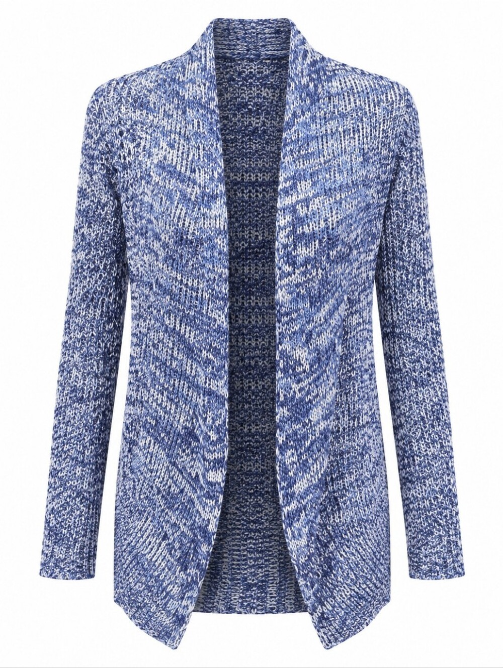 Bobbie Brooks Ladies Blue White Marble Long Length Knit Sweater Cardigan Sz L